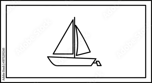 Simple Line Art Sailboat Icon on White Background, Minimalist Nautical Vector Illustration