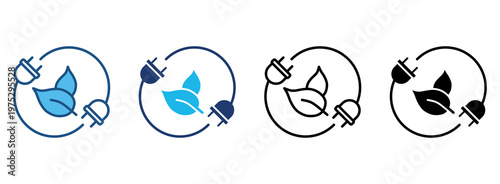 Green Energy Icon Set With Multiple Styles. Vector Illustration