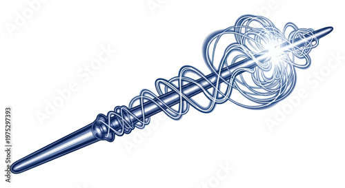 Abstract energy staff with glowing tip, magic wand concept, fantasy
