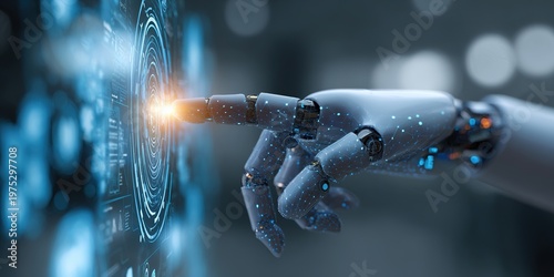 Futuristic Intelligent Agent Enhancing Decision Making Processes at StandardScale Headquarters Digital Artwork High-Tech Environment Close-Up Viewpoint