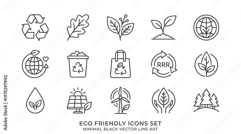 Fototapeta premium Eco friendly icons on white background.