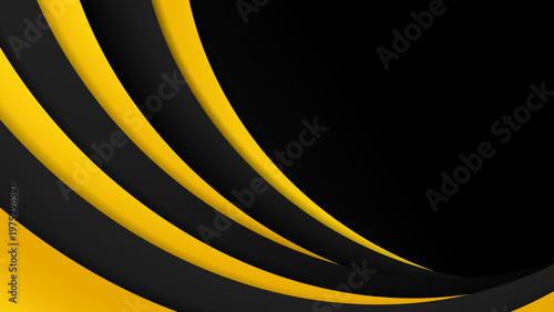 Modern yellow and black abstract background with energetic wave shapes