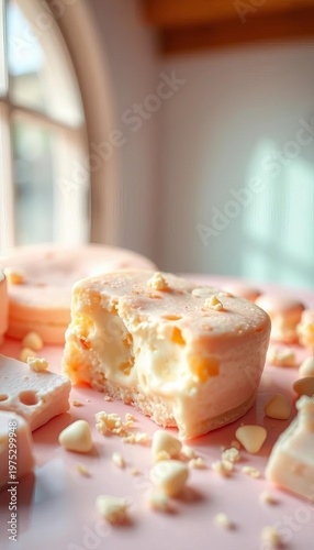 A tender bite into a cheesy dreamscape, pastel hues bathing the moment of pure indulgence,  pastel tones,  indulgence zone