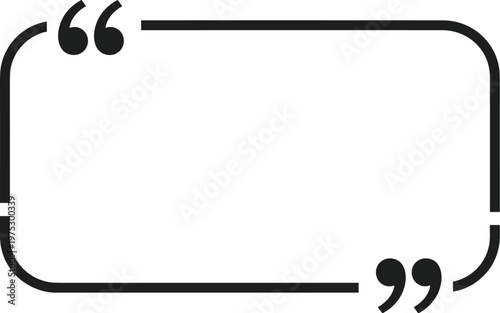 Minimalist quotation mark speech bubble icon illustration