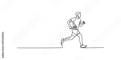 A continuous single line drawing of a man running fast to maintain his daily health and fitness Vector, illustration