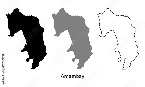 Map of Amambay Department, a region in Paraguay. Map in black, gray, and outline