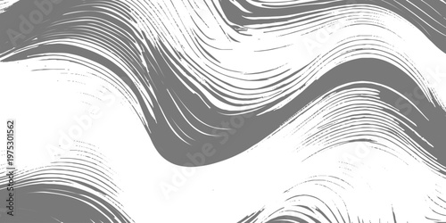 Abstract black-and-white wavy lines flowing like liquid marble, creating a hypnotic, fluid pattern with smooth curves and high contrast background.