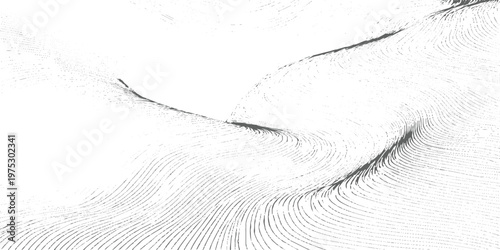 Abstract black-and-white wavy lines flowing like liquid marble, creating a hypnotic, fluid pattern with smooth curves and high contrast background.