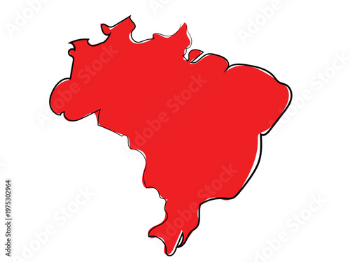 A map of Brazil in a continuous line drawing style.