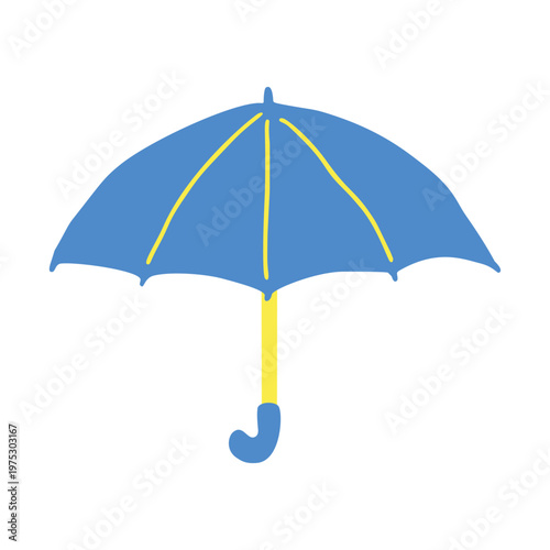 水色の傘のフラットデザインイラスト　梅雨の時期の雨対策イメージ