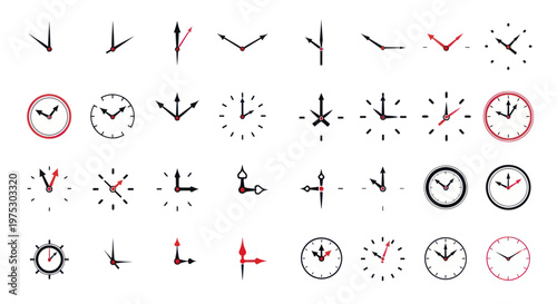 Clock Hands Collection: Time Measurement Icons and Elements
