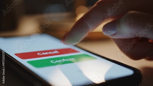 User Selecting Option on Smartphone Screen