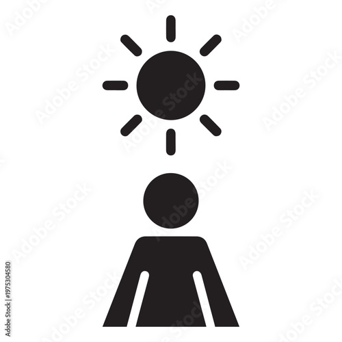 Картината върху платно Person silhouette under a bright sun icon with silhouette brightness illustratio