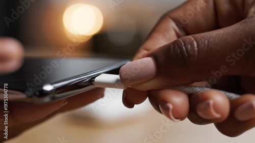 Plugging Charging Cable into Smartphone Port
