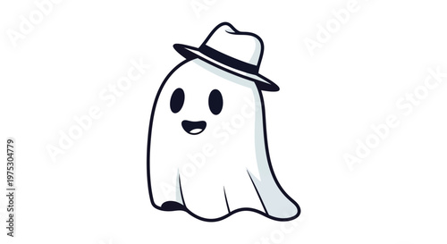 Smiling ghost in hat.