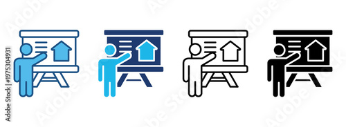 Project Presentation Icon Set With Multiple Styles. Vector Illustration