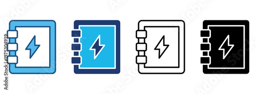 Electrical Manual Icon Set With Multiple Styles. Vector Illustration