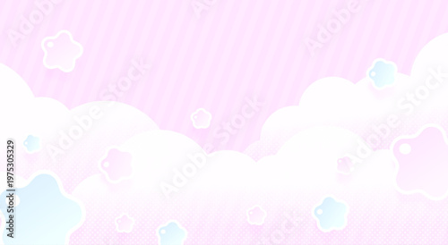 ゆめかわいい星と雲のピンクのフレーム背景