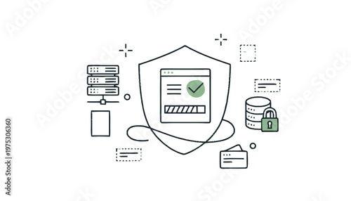 Digital Security Shield Protecting Data and Information Online.