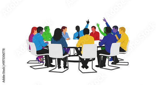 A diverse group of people sitting around a table in a meeting