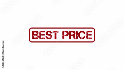 Best price stamp animation with outlined red style. Promotional discount banner isolated on white background.