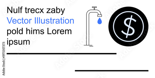 Water scarcity, financial management, environmental awareness, sustainability, resource conservation, economic value. Faucet dripping water and dollar coin. Water scarcity and financial management
