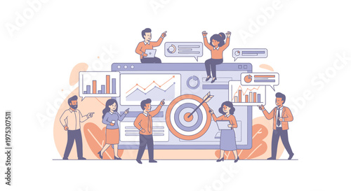 Team Collaboration Achieving Business Goals with Data Analytics and Target.
