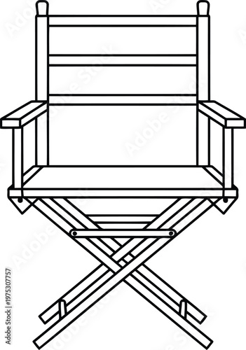 minimalist wooden director chair line art illustration