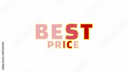 Best price text animation with soft gradient text effect. Promotional sale typography on clean white background.
