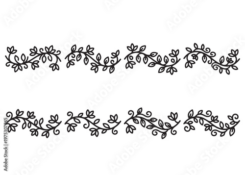 Floral vine borders elegant decorative dividers for invitations greeting cards and wedding designs.