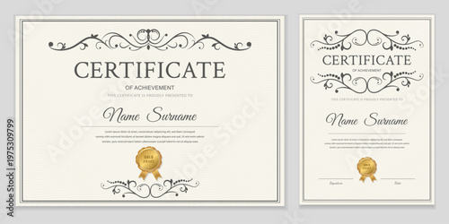 Tableau sur toile Certificate template set with horizontal and vertical layouts