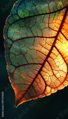 Detailed Close-Up of a Semi-Transparent Leaf with Backlight Effects
