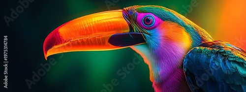 Vibrant Toucan Portrait with Stunning Colorful Plume and Beak