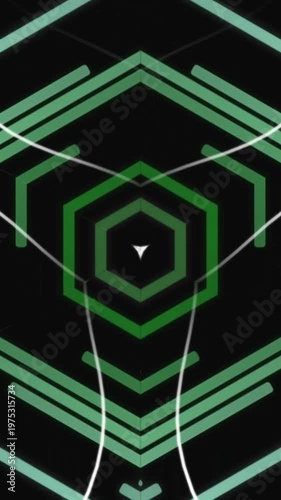 Abstract Digital Green Hexagon Pattern Background with Futuristic Glowing Lines