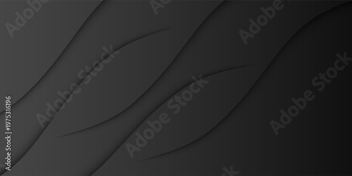 Dark deep black dynamic abstract vector background with wavy lines. Modern creative halftone premium gradient. 3d cover of business presentation banner for sale event night party. Soft shadow