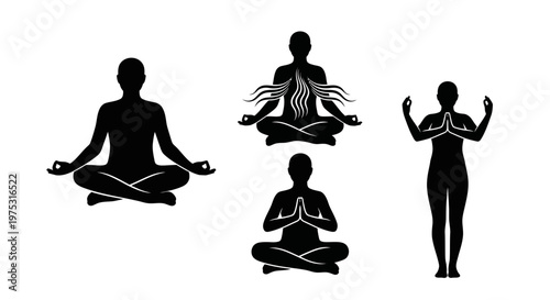 Yoga Meditation Silhouettes: Serenity, Calmness, and Inner Peace Poses