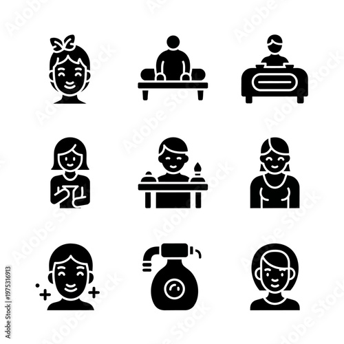 Spa and Beauty Icons: Massage, Facial, Skincare, and Relaxation