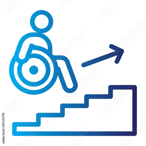 Wheelchair Stairs Accessibility Gradient Line Icon