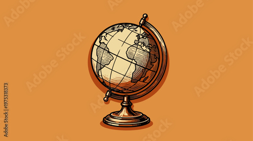 Vintage illustration of a terrestrial globe.