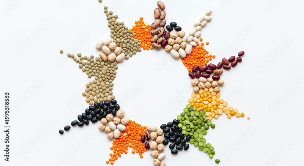 Obraz premium Colorful Seed and Grain Wreath Design.