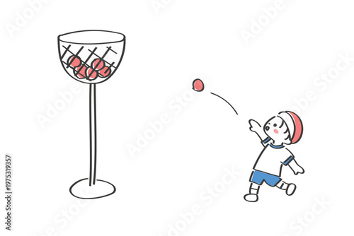 運動会の玉入れのイラスト｜シンプルで使いやすい線画イラスト