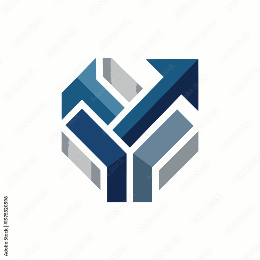 Fototapeta premium Abstract Geometric Logo Icon with Interlocking Arrows and Blocks. EPS Editable. Vector Illustrations.
