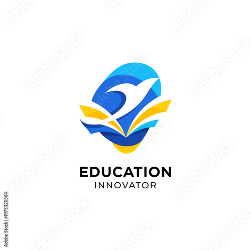 Abstract education innovator logo design with book and bird concept. EPS Editable. Vector Illustrations.