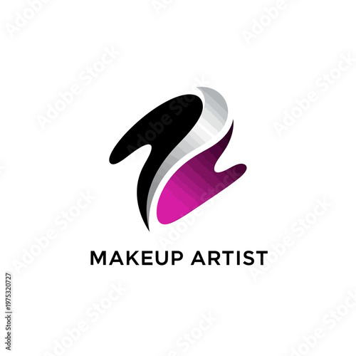 Abstract Makeup Artist Logo Design Featuring Elegant Swirl Shapes. EPS Editable. Vector Illustrations.