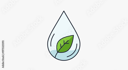 Eco friendly water drop with leaf.