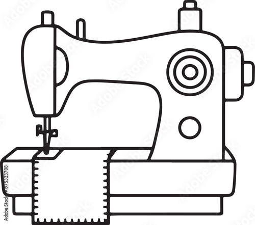 Vintage Style Sewing Machine Vector Illustration Representing Traditional Tailoring and Needlew