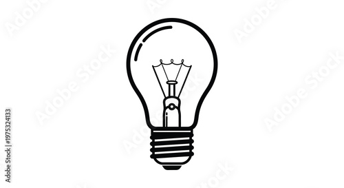 A minimalist black outline of a vintage edison lightbulb showcasing a detailed filament structure silhouette high quality professional modern elegant stylish