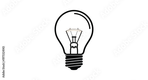 A minimalistic depiction of an incandescent light bulb with a glowing filament presented as a stark silhouette high quality professional detailed