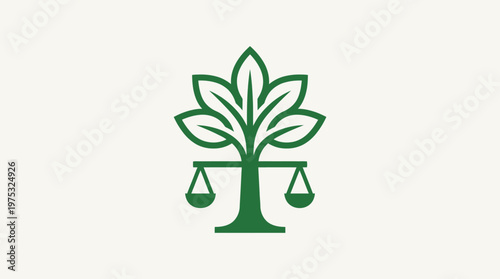 Eco-Friendly Justice Symbol Tree with Scales of Justice