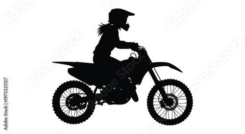 A dynamic silhouette of a motocross rider on a dirt bike captured in a striking side profile silhouette high quality professional